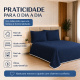 Cobre-Leito Piquet 70% Algodão com Porta-Travesseiro Queen Azul Marinho