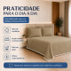 Cobre-Leito Piquet 70% Algodão com Porta-Travesseiro Queen Bege