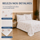 Cobre-Leito Piquet 70% Algodão com Porta-Travesseiro Queen Flor Azul