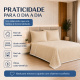 Cobre-Leito Piquet 70% Algodão com Porta-Travesseiro Queen Palha