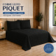 Cobre-Leito Piquet 70% Algodão com Porta-Travesseiro Queen Preto
