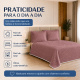 Cobre-Leito Piquet 70% Algodão com Porta-Travesseiro Queen Rosê