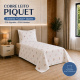 Cobre-Leito Piquet 70% Algodão com Porta-Travesseiro Solteiro Flor Azul