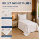 Cobre-Leito Piquet 70% Algodão com Porta-Travesseiro Solteiro Flor Azul