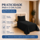 Cobre-Leito Piquet 70% Algodão com Porta-Travesseiro Solteiro Preto