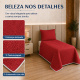 Cobre-Leito Piquet 70% Algodão com Porta-Travesseiro Solteiro Vermelho