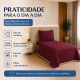 Cobre-Leito Piquet 70% Algodão com Porta-Travesseiro Solteiro Vinho