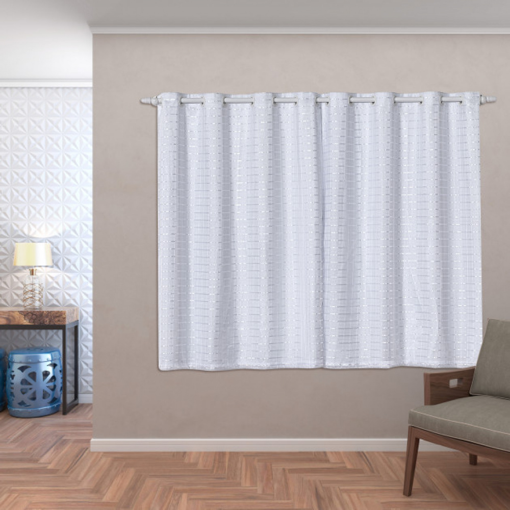 Cortina Blackout PVC com Tecido Voil Xadrez 2,80 m x 2,30 m