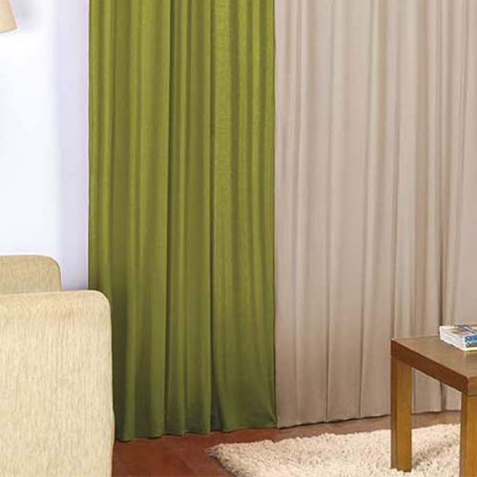 Cortina Helena Decorativa 2,00m x 1,60m em Malha Gel com Bando - Elegância e Qualidade para seu Lar Verde Oliva/Avelã