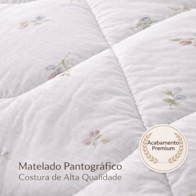 Edredom Casal Dupla Face Percal 100% Algodão 200 Fios Florzinha Azul