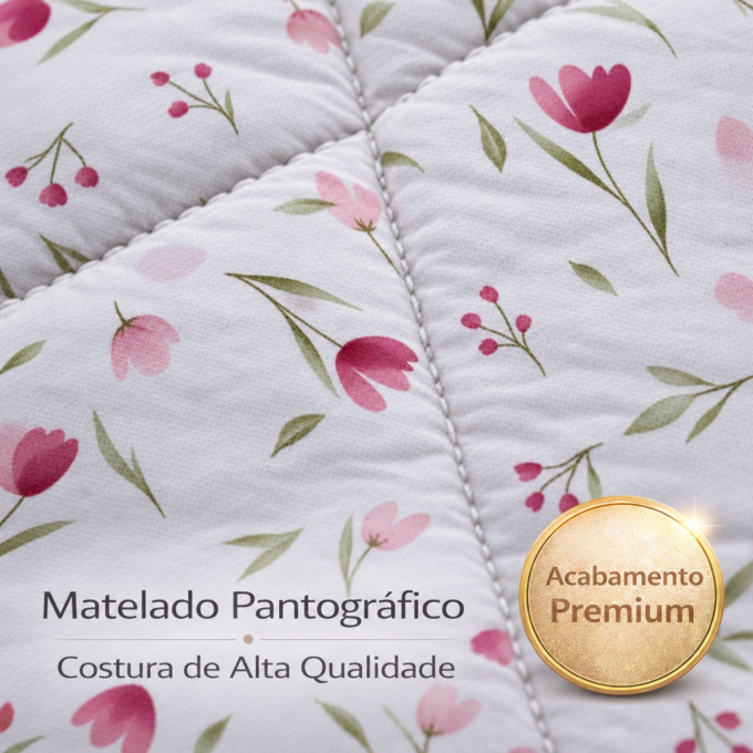 Edredom Queen Dupla Face Percal 100% Algodão 200 Fios Tulipa