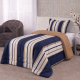 Edredom Solteiro Dupla Face Percal 100% Algodão 200 Fios Listrado Marinho