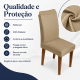 Kit 4 Capas para Cadeira de Jantar com Elástico Malha Gel Diversas Cores Proteção e Design Moderno Bege