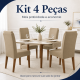 Kit 4 Capas para Cadeira de Jantar com Elástico Malha Gel Diversas Cores Proteção e Design Moderno Bege