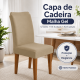 Kit 4 Capas para Cadeira de Jantar com Elástico Malha Gel Diversas Cores Proteção e Design Moderno Bege