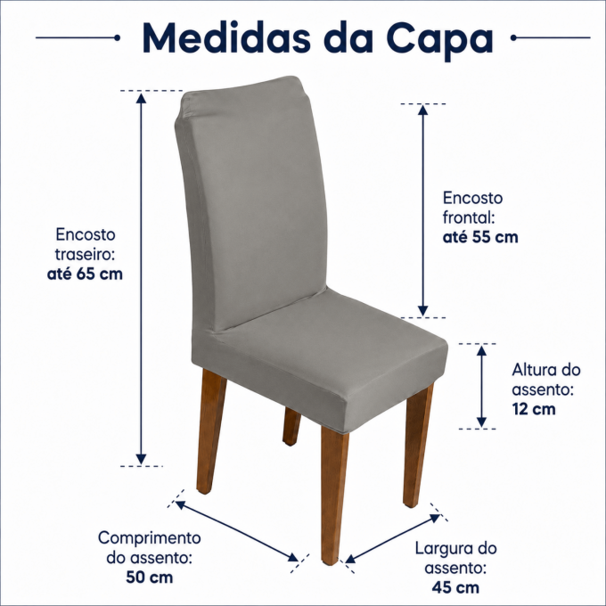 Kit 4 Capas para Cadeira de Jantar com Elástico Malha Gel Diversas Cores Proteção e Design Moderno Cinza
