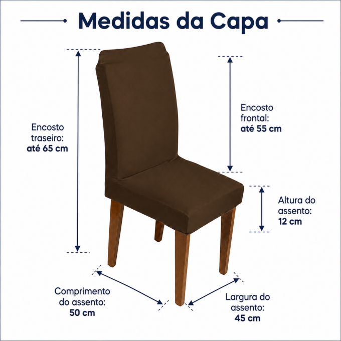 Kit 4 Capas para Cadeira de Jantar com Elástico Malha Gel Diversas Cores Proteção e Design Moderno Marrom