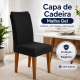 Kit 4 Capas para Cadeira de Jantar com Elástico Malha Gel Diversas Cores Proteção e Design Moderno Preto