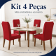 Kit 4 Capas para Cadeira de Jantar com Elástico Malha Gel Diversas Cores Proteção e Design Moderno Vermelho