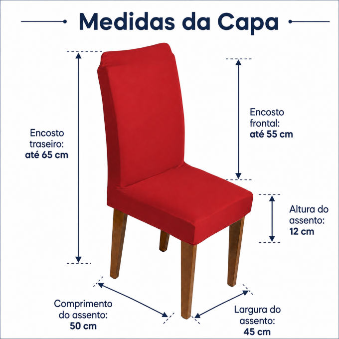 Kit 4 Capas para Cadeira de Jantar com Elástico Malha Gel Diversas Cores Proteção e Design Moderno Vermelho
