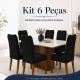 Kit 6 Capas para Cadeira de Jantar com Elástico Malha Gel Diversas Cores Proteção e Design Moderno Preto