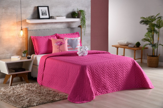 Kit Cobre Leito Luxo Casal 8 Peças Pink
