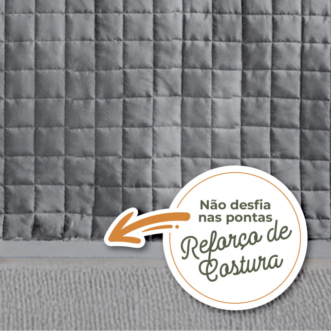 Kit Colcha Cobre Leito Queen 3 Peças Percal 400 Fios Cinza
