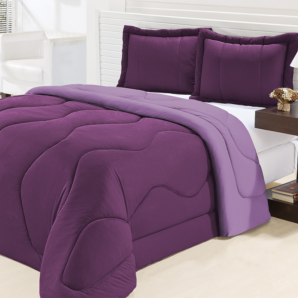 Edredom Queen Merryword 100% Algodão - Lavanda Com Babados Duplos