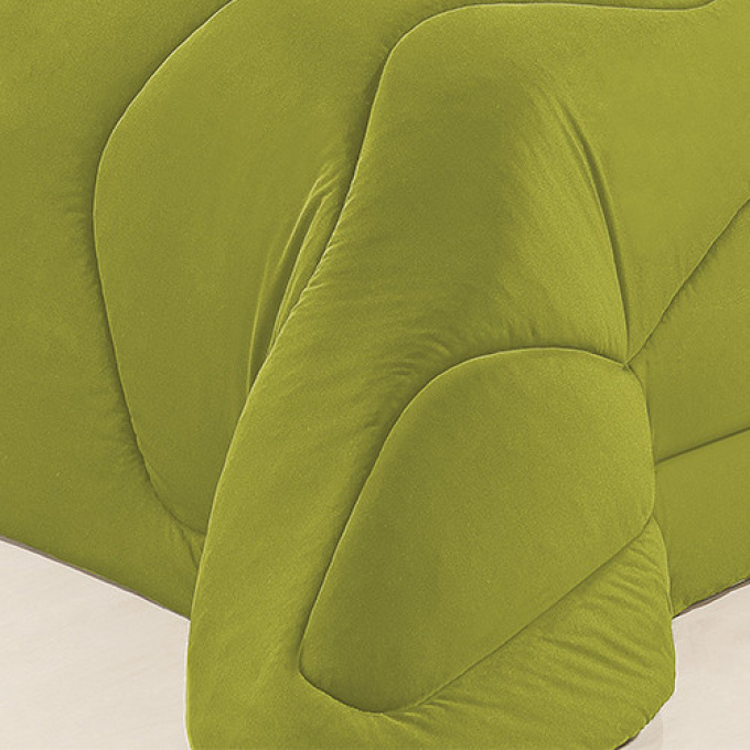 Kit Edredom Queen Dupla Face Malha Gel 3 Peças - Conforto, Estilo e Versatilidade - Verde com Avelã