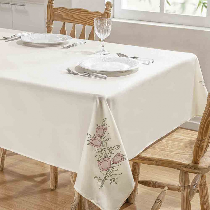 Toalha de Mesa Guga Primavera 2,20m Palha Rosa