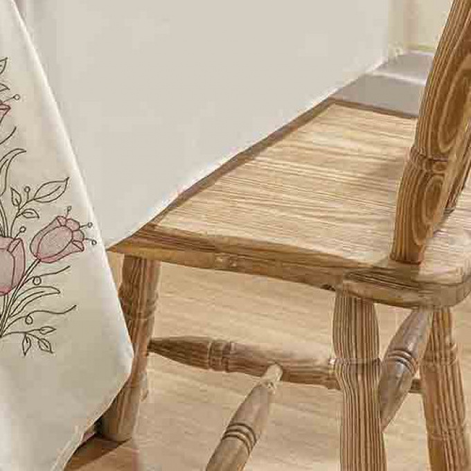 Toalha de Mesa Guga Primavera 2,20m Palha Rosa
