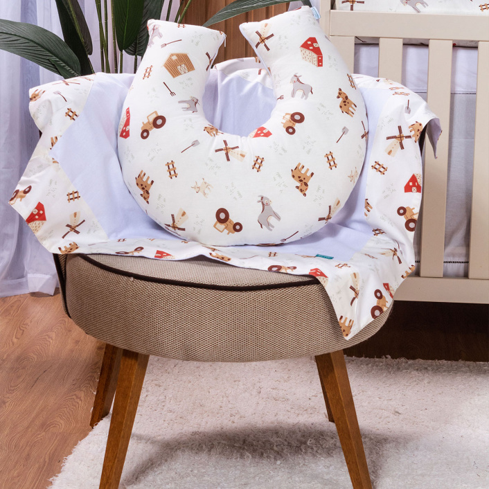 Almofada amamentação Percal 100% Algodão Fazendinha - Constantini Baby