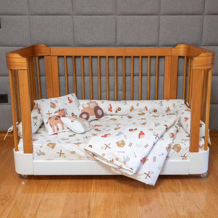 Capa Duvet para Edredom de berço e mini cama percal 200 Fios 100% Algodão Estampado Fazendinha - Constantini Baby