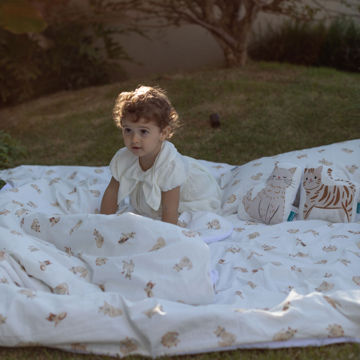 Capa Duvet para Edredom de berço e mini cama percal 200 Fios 100% Algodão Estampado Minha Gatinha - Constantini Baby
