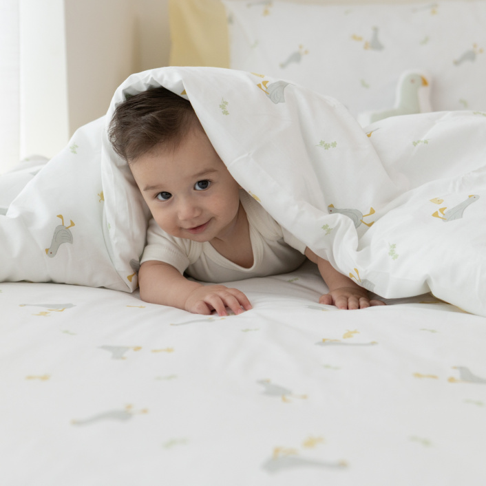 Capa Duvet para Edredom de berço e mini cama percal 200 Fios 100% Algodão Estampado Patinho - Constantini Baby