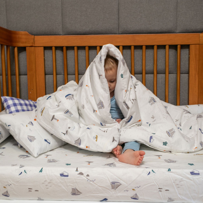 Capa Duvet para Edredom de berço e mini cama percal 200 Fios 100% Algodão Estampado Pequeno Navegante - Constantini Baby