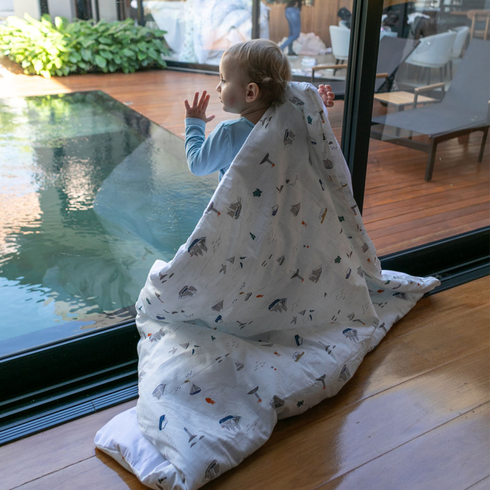 Capa Duvet para Edredom de berço e mini cama percal 200 Fios 100% Algodão Estampado Pequeno Navegante - Constantini Baby