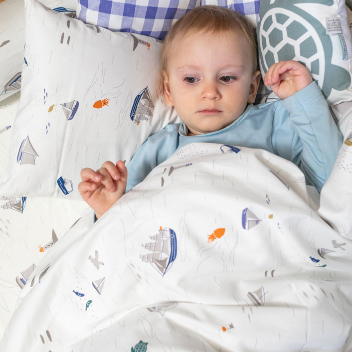 Capa Duvet para Edredom de berço e mini cama percal 200 Fios 100% Algodão Estampado Pequeno Navegante - Constantini Baby