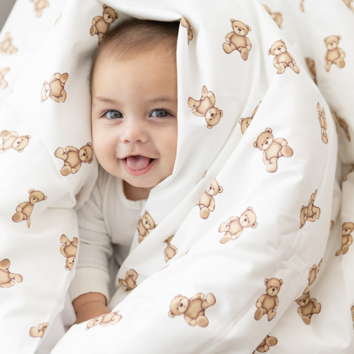 Capa Duvet para Edredom de berço e mini cama percal 200 Fios 100% Algodão Estampado Ursinho - Constantini Baby