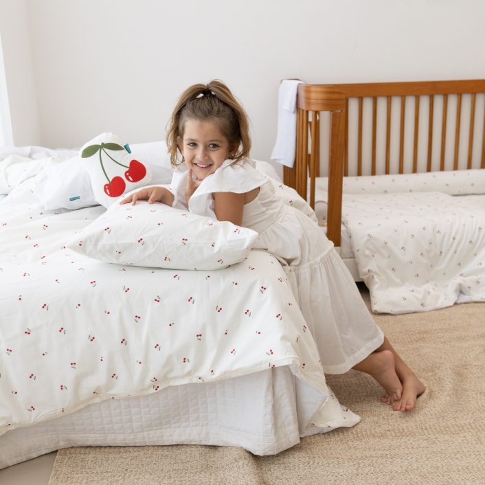 Capa Duvet para Edredom solteiro percal 200 Fios 100% Algodão estampado Cerejinha  - Constantini Baby