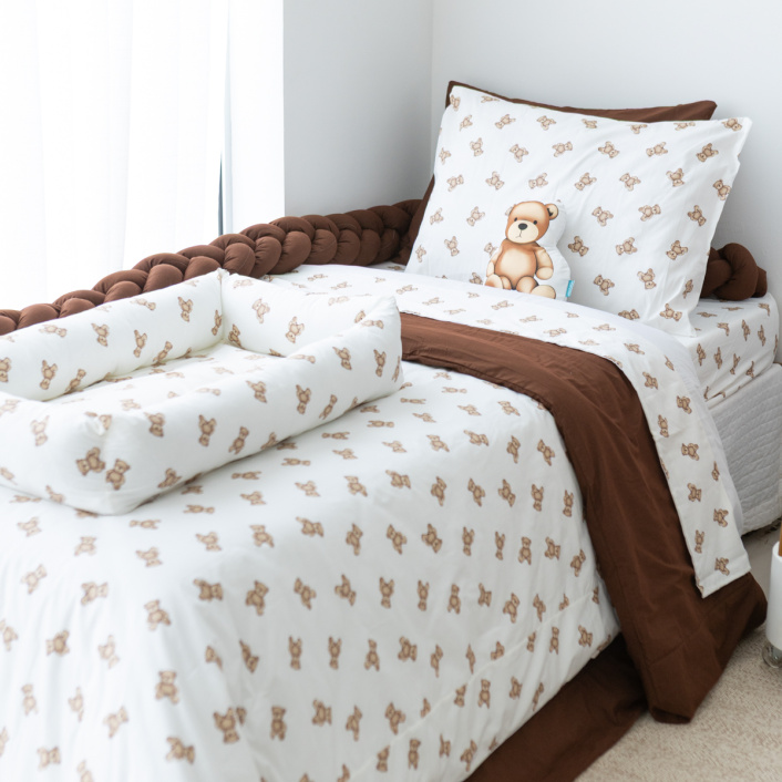Capa Duvet para Edredom solteiro percal 200 Fios 100% Algodão estampado Ursinho  - Constantini Baby
