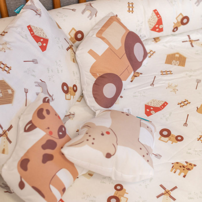 Capa Duvet para Edredom solteiro percal 200 Fios 100% Algodão Liso Estampado  Fazendinha - Constantini Baby