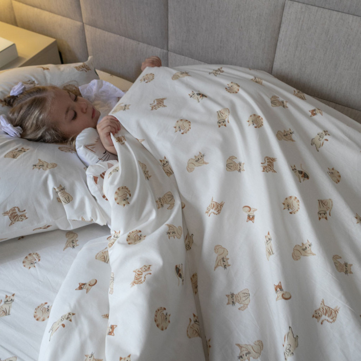 Capa Duvet para Edredom solteiro percal 200 Fios 100% Algodão Liso Estampado  Minha Gatinha - Constantini Baby