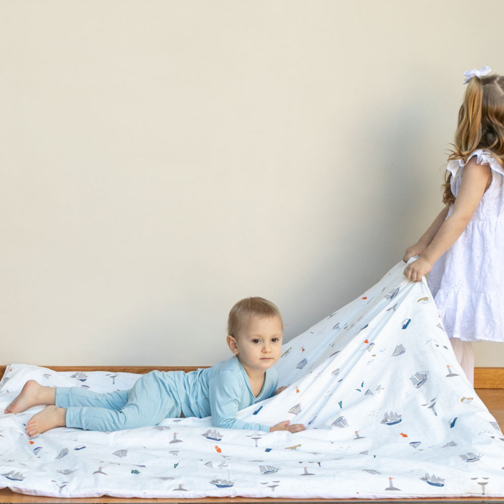 Capa Duvet para Edredom solteiro percal 200 Fios 100% Algodão Liso Estampado Pequeno Navegante - Constantini Baby