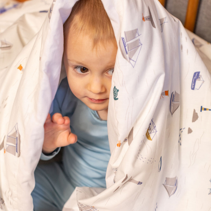 Capa Duvet para Edredom solteiro percal 200 Fios 100% Algodão Liso Estampado Pequeno Navegante - Constantini Baby