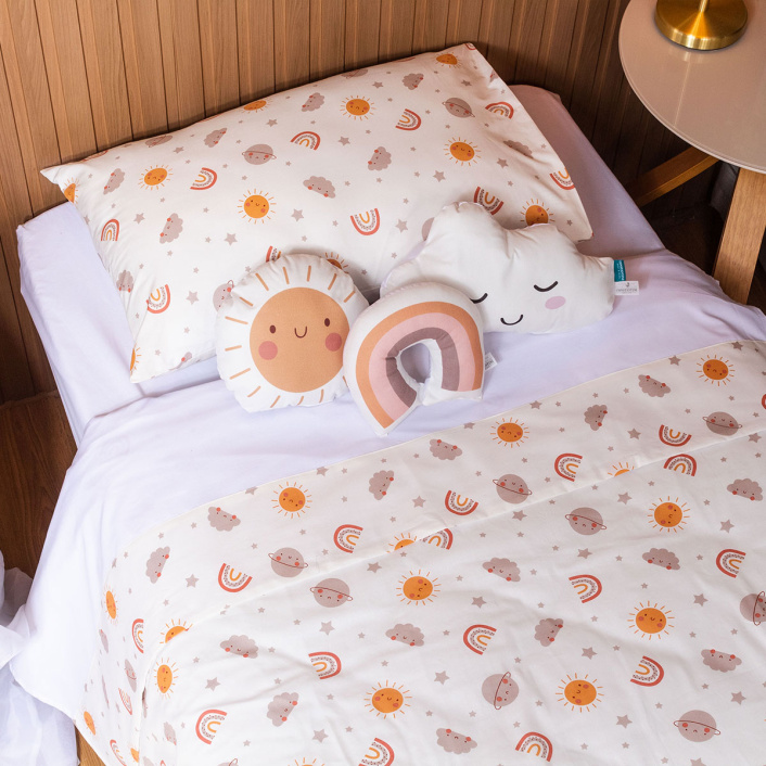 Capa Duvet para Edredom solteiro percal 200 Fios 100% Algodão Liso Estampado  Sunshine - Constantini Baby