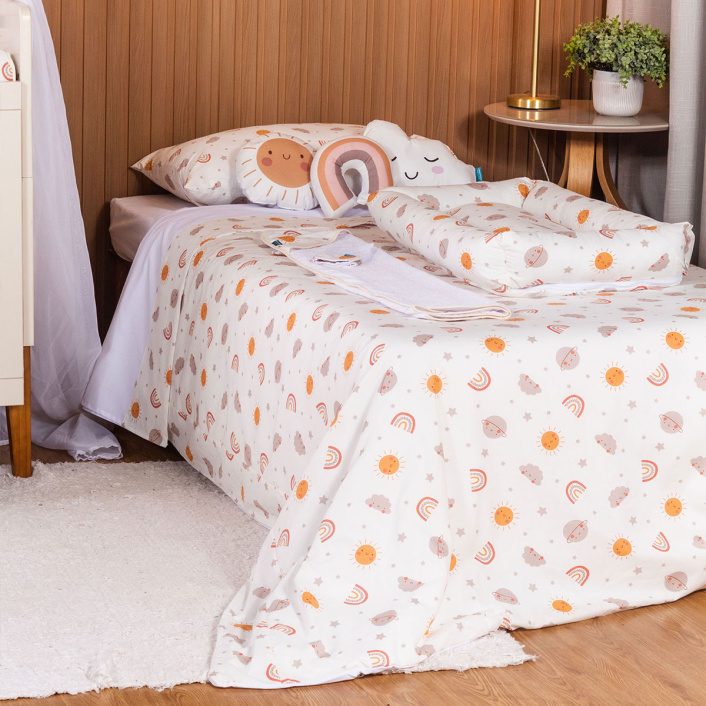 Capa Duvet para Edredom solteiro percal 200 Fios 100% Algodão Liso Estampado  Sunshine - Constantini Baby