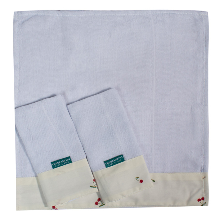 Conjunto 3 Paninhos de Boca Fralda Percal 100% Algodão Cerejinha - Constantini Baby