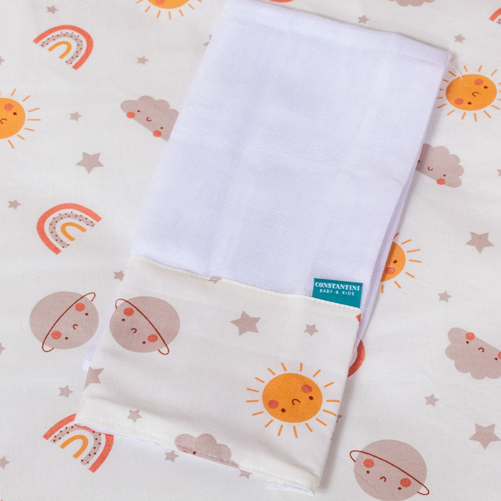 Conjunto 3 Paninhos de Boca Fralda Percal 100% Algodão Sunshine - Constantini Baby