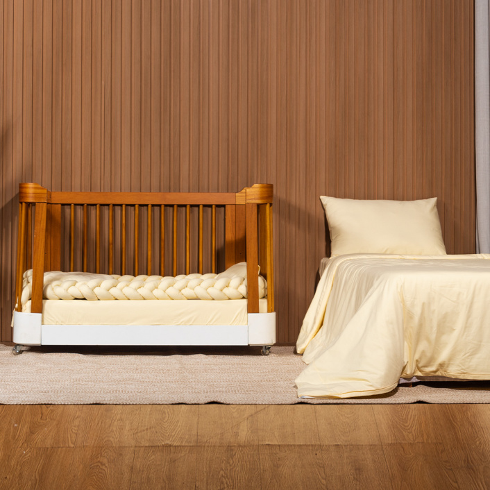 Edredom Berço/Mini Cama (Capa Duvet + Refil) Dupla face percal 200 fios 100% Algodão Amarelo Claro - Constantini Baby